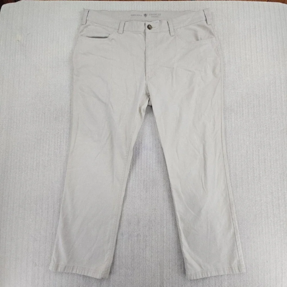 Oak Hill Tech Pants Mens 42x28 Beige Linen Blend Chino Regular Fit Stretch